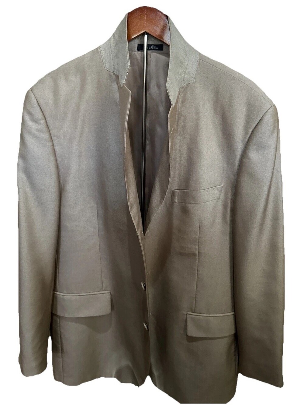 Lineage Sports Coat Size 42r 36w Beige High Twist Microtech Super Deluxe Preppy